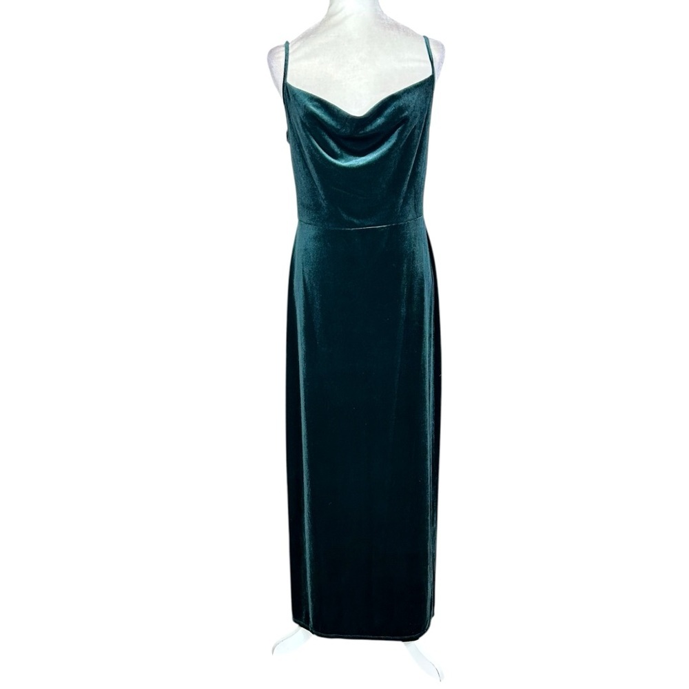 Y2K Taylor Velveteen Maxi Dress 10 Cowl Neck Whimsigoth Dark Fairy - Picture 2 of 11